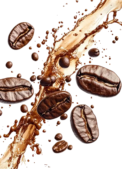 caphegiasi hạt coffee rơi cùng với cafe pha